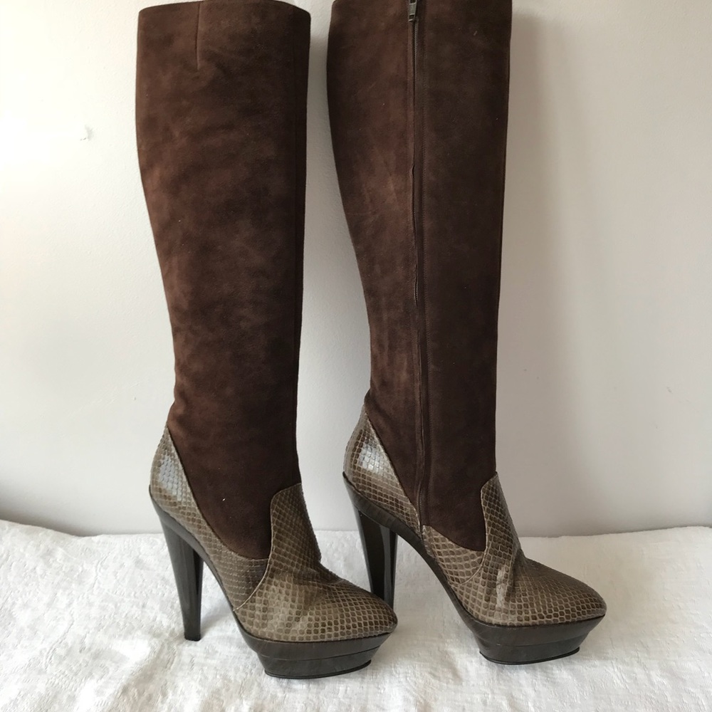 DEVI KROELL**Brown Suede Python Boots EU 37 $2850 - Picture 4 of 8